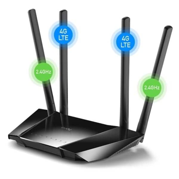 CUDY LT400_EU 4 Ports 10/100Mbps 300mbps 4 Antennas Desktop 4G RouterN300 WiFi 4G LTE Cat.4 Router, 300Mbps Wi-Fi, Chipset MediaTek, 802.11b/g/n, 4 Fixed antennas, 4 10/100M RJ45 Ports, Nano SIM Slot, PPTP/L2TP/OpenVPN/WireGuard VPN Client, DNS over Clo